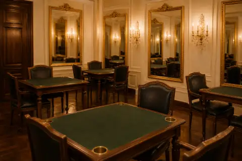 Soukromý salon se zrcadly a malými stoly